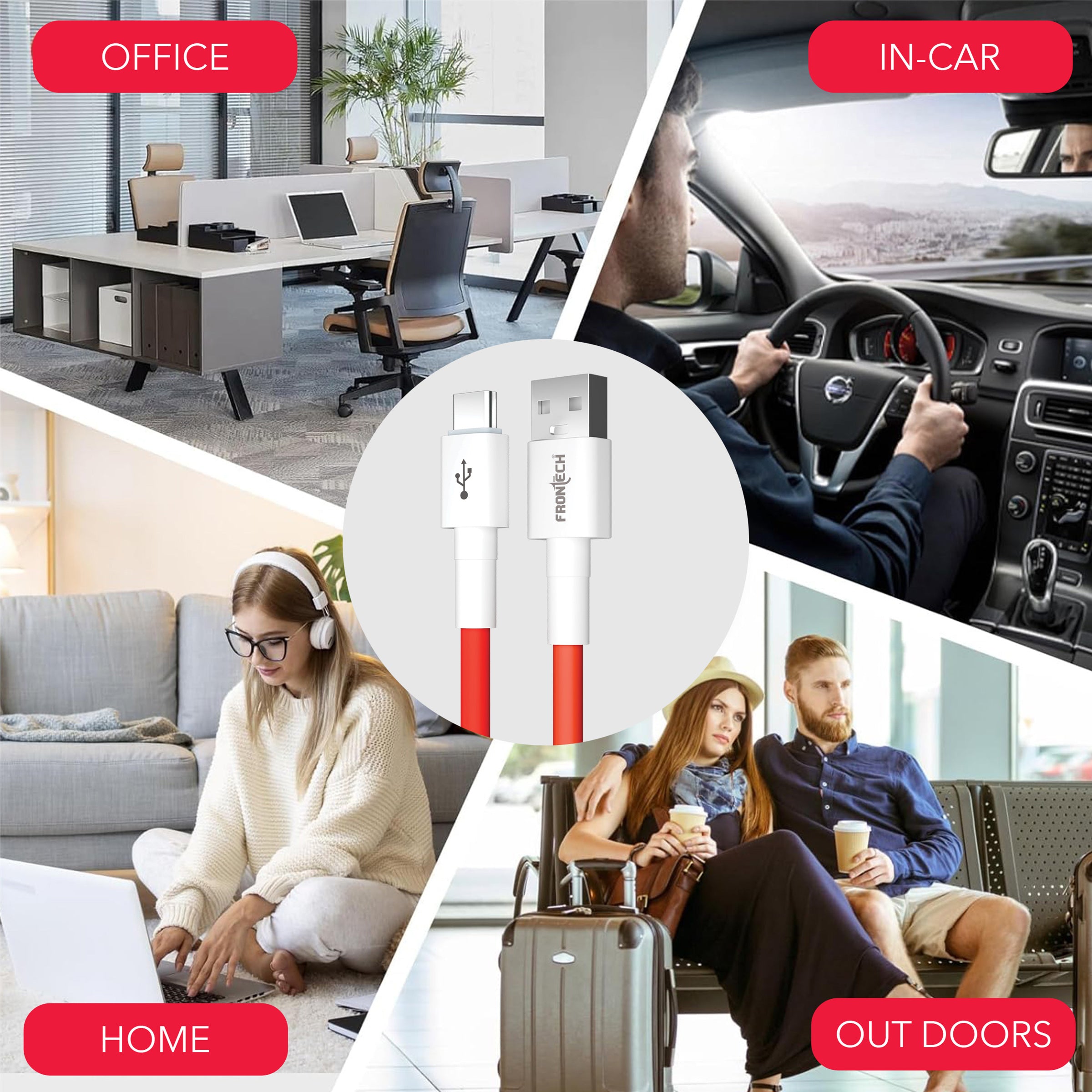 Frontech USB Type-C Fast Charging Cable | 100W Power Delivery | 1M Durable & Bend-Resistant | SuperSpeed Data Transfer | Red & White (FT-1047) Frontech USB Type-C Fast Charging Cable | 100W Power Delivery | 1M Durable & Bend-Resistant | SuperSpeed Data Transfer | Red & White (FT-1047)